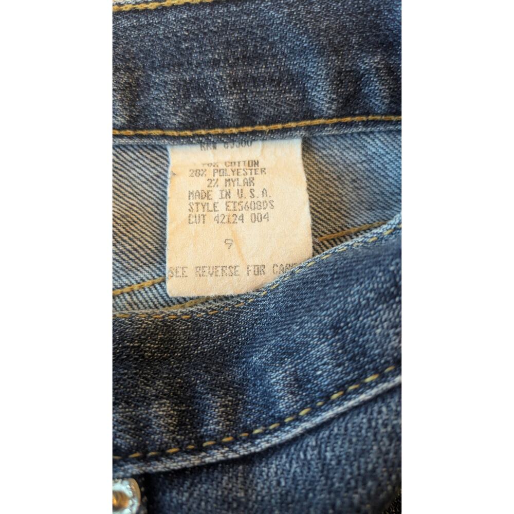 Vintage Baby Phat Dark Blue Wide Leg Denim Jeans Cat Detail Back Pocket, size 9 - Picture 8 of 9